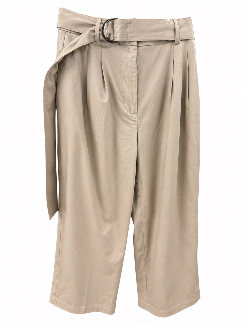 Banana Republic Taupe High-Waist Belted Barrel Pants